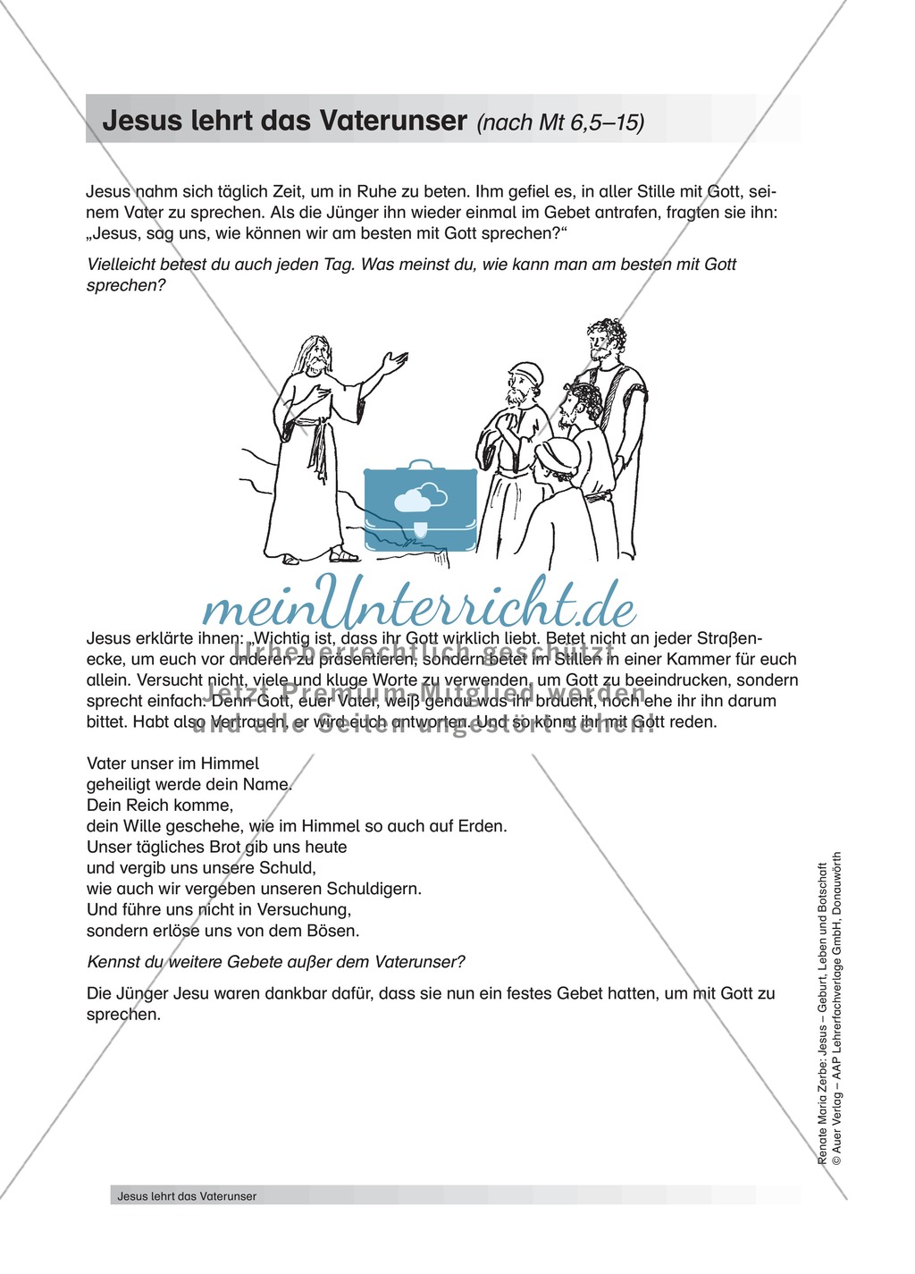 Jesus: Das Vaterunser + Lehrerinformationen + Unterrichtsideen Preview 1