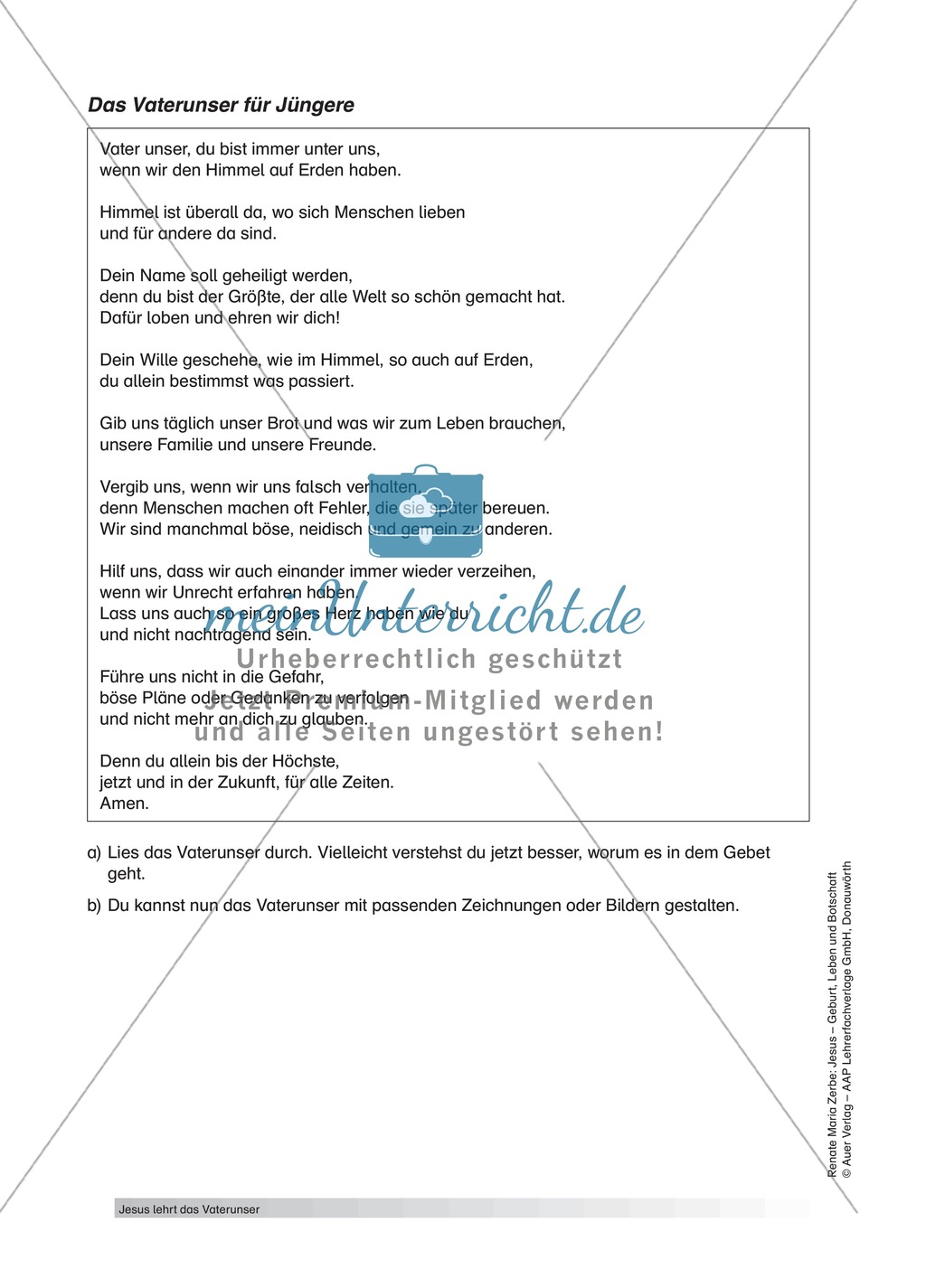 Jesus: Das Vaterunser + Lehrerinformationen + Unterrichtsideen Preview 3