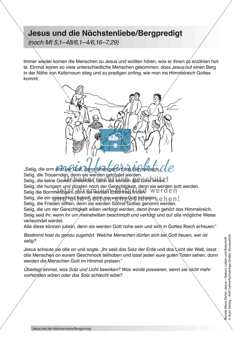 Unterrichtsideen zum Thema Bergpredigt und Nächstenliebe Preview 1