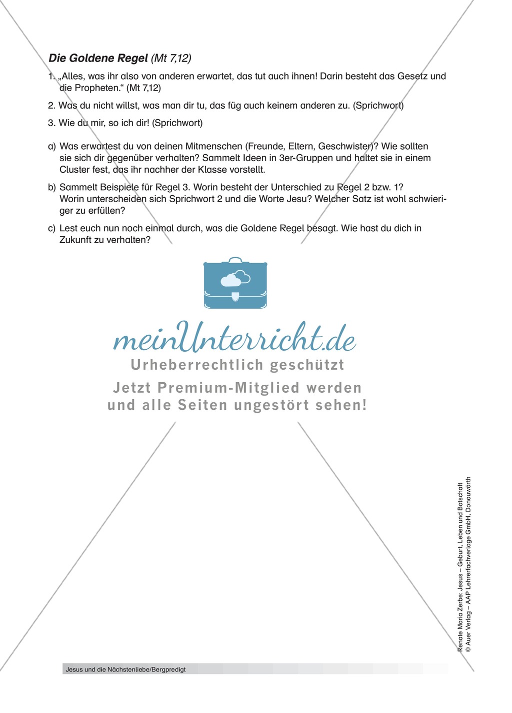 Unterrichtsideen zum Thema Bergpredigt und Nächstenliebe Preview 5