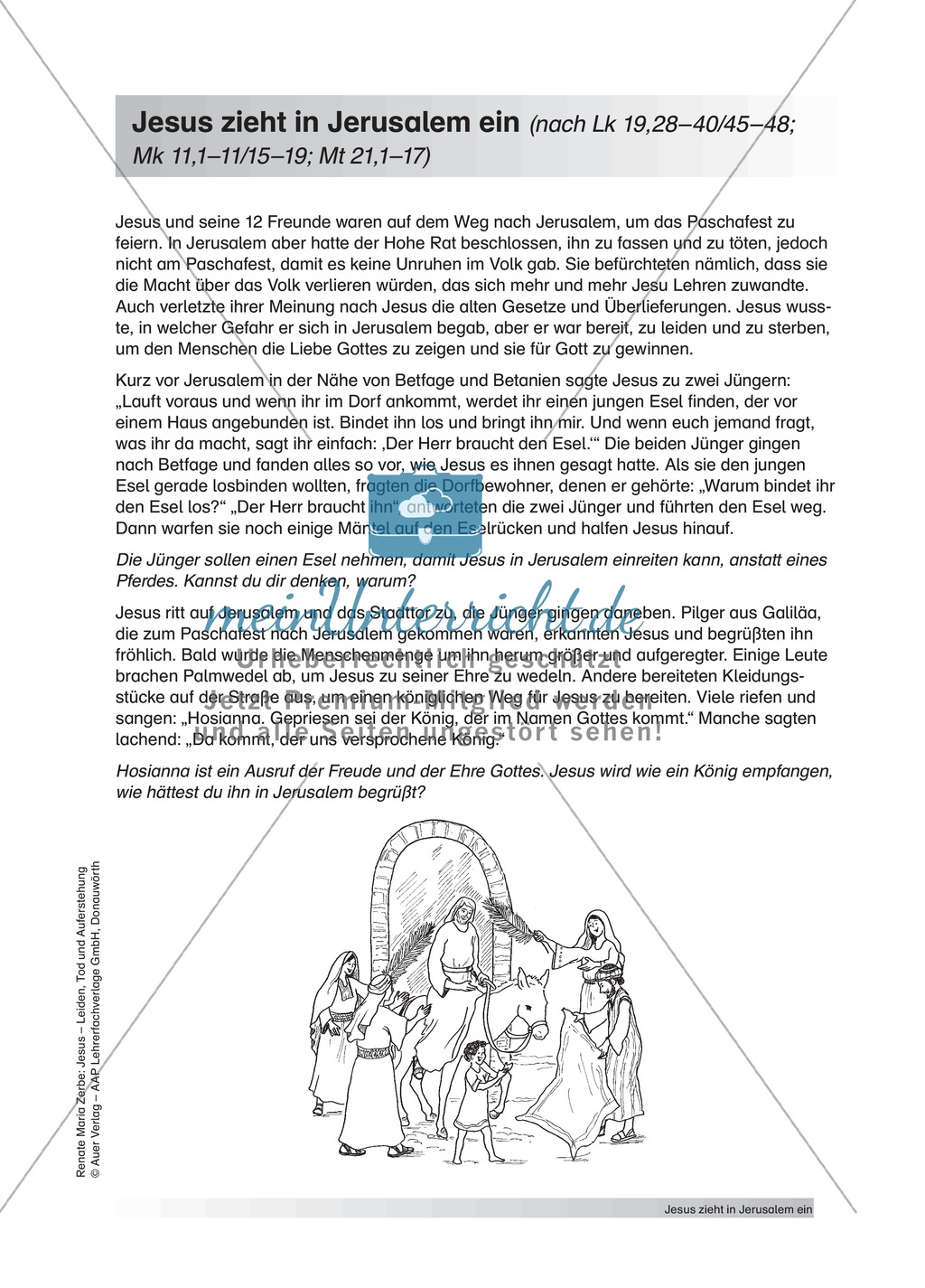 Jesus: Die Entstehung des Palmsonntag + Lehrerinformationen + Ideen zur Unterrichtsgestaltung Preview 1