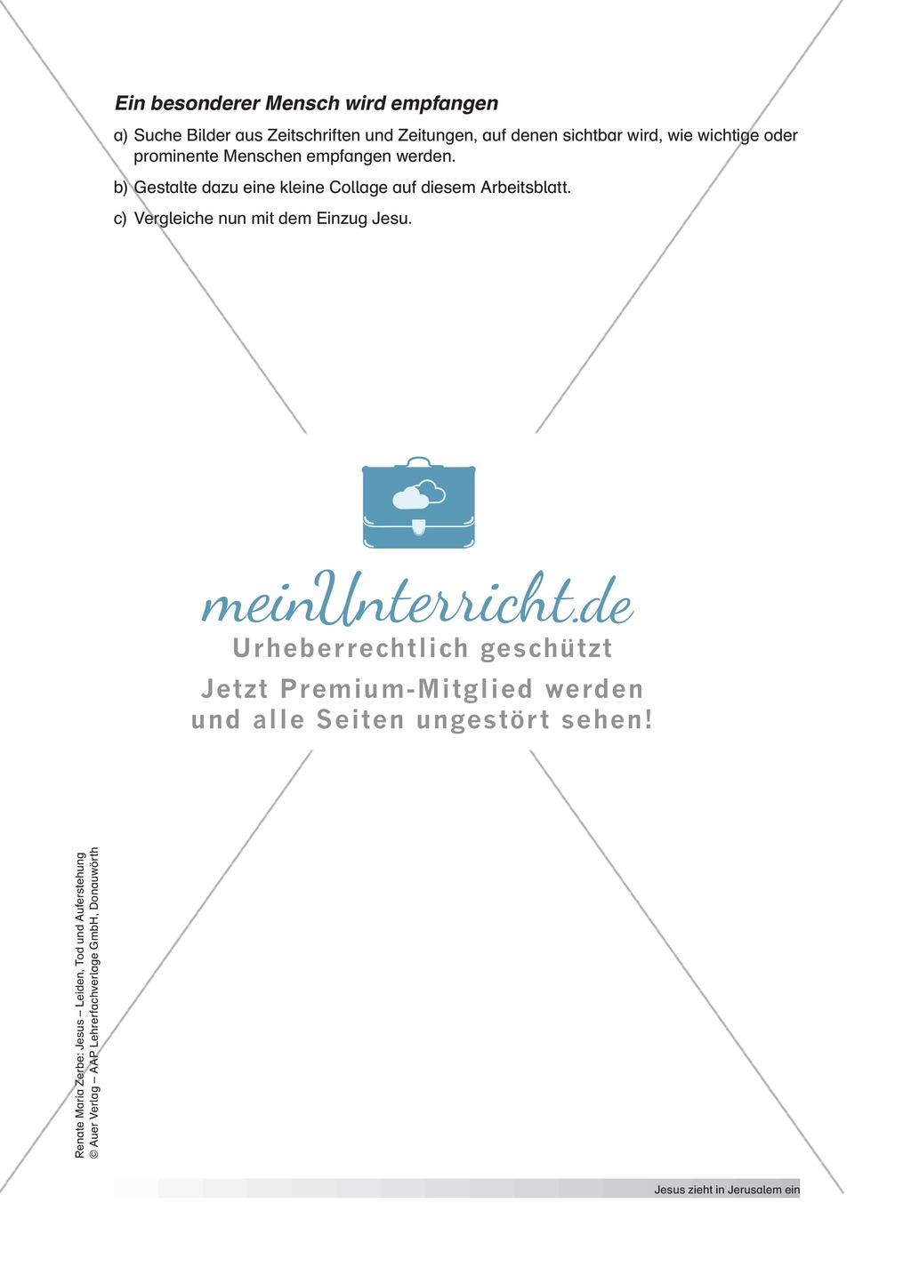 Jesus: Unterrichtsvorschlag zum Thema Palmsonntag + Lehrerinformation + Arbeitsblätter Preview 5