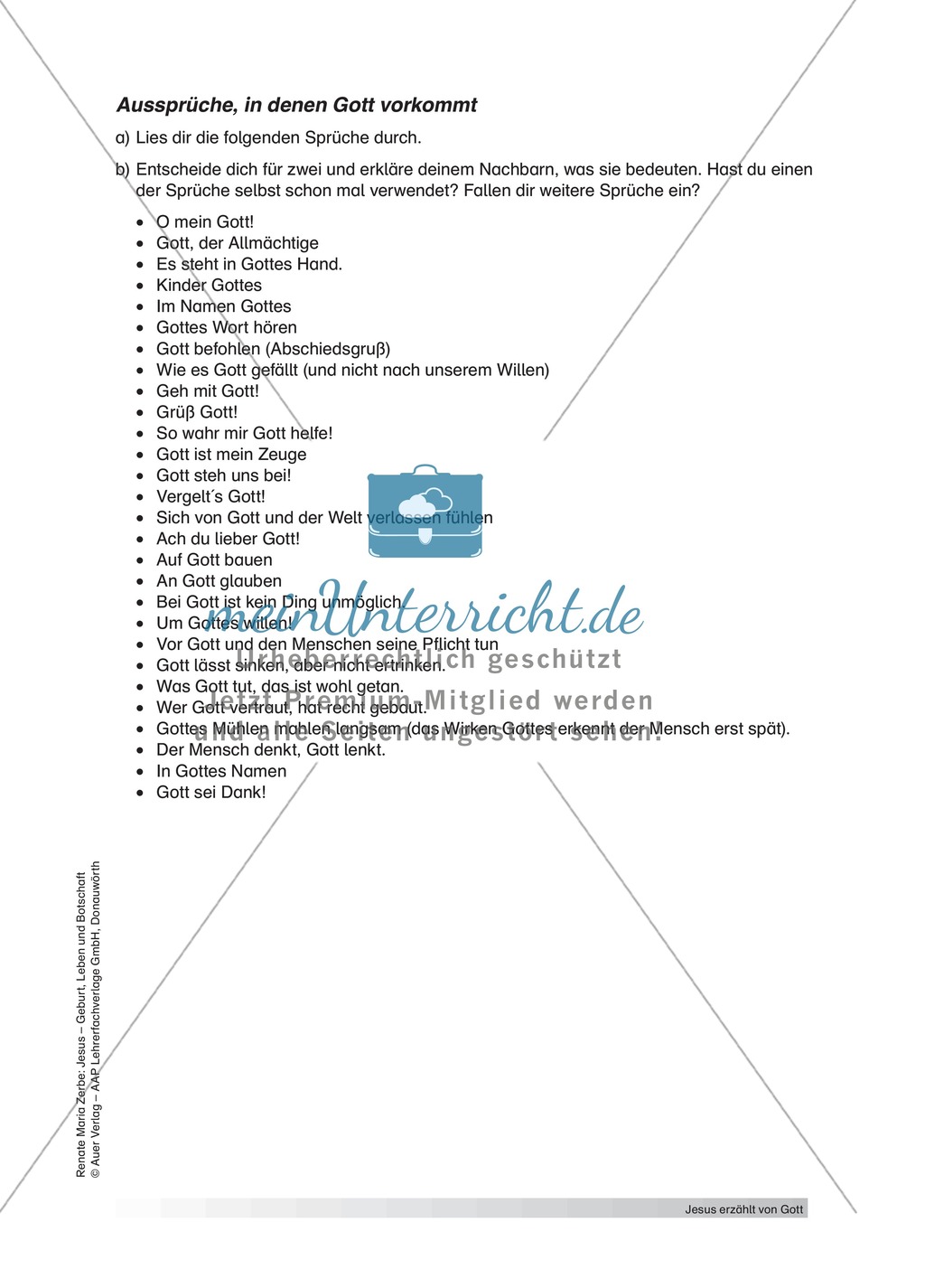 Unterrichtsvorschlag zum Thema