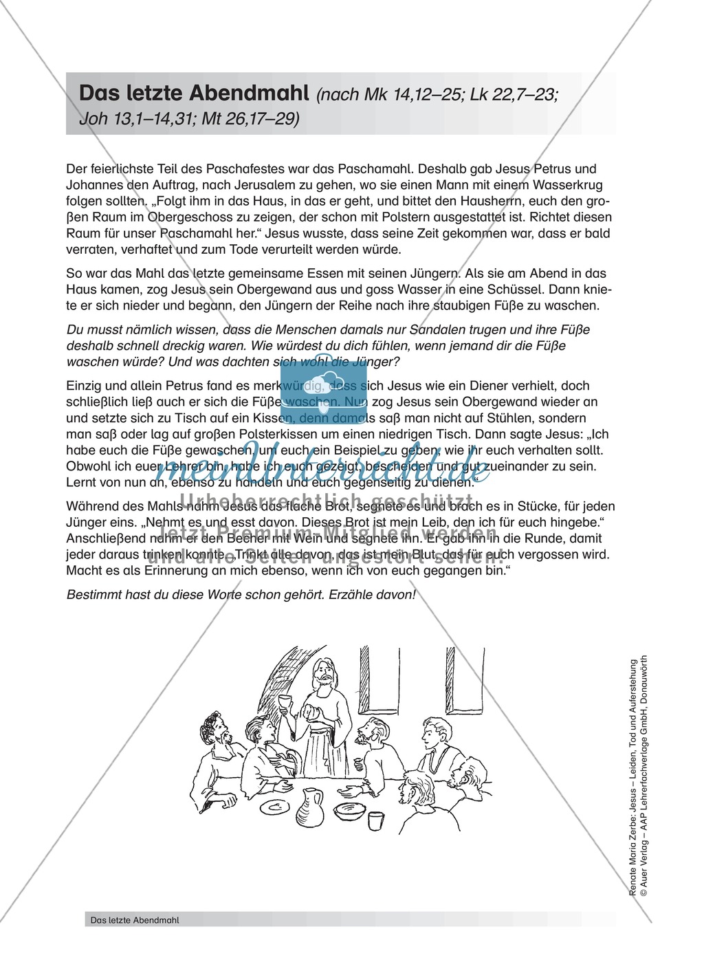 Jesus: Das Abendmahl + Lehrerinformationen + Unterrichtsideen Preview 1