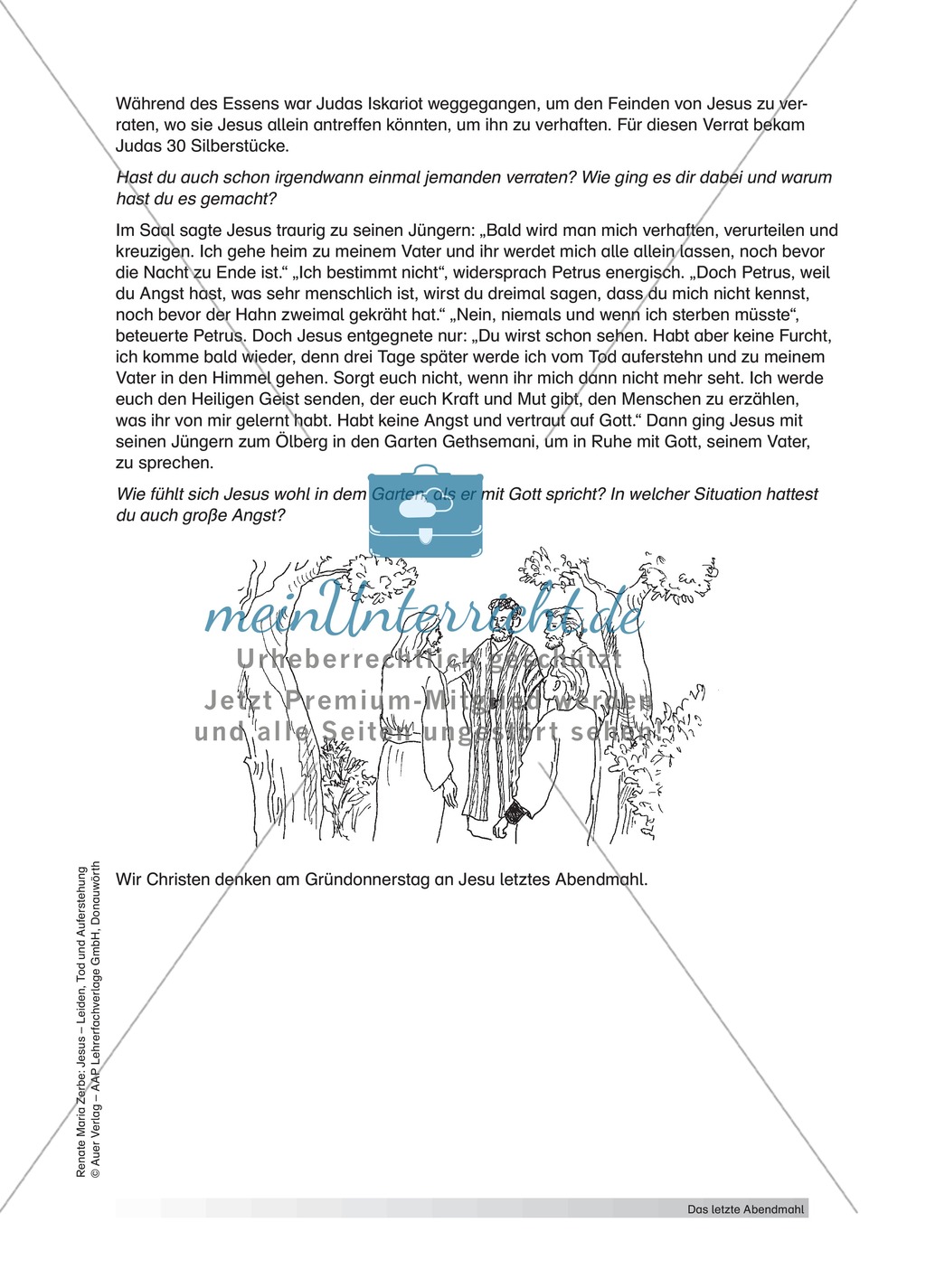 Jesus: Das Abendmahl + Lehrerinformationen + Unterrichtsideen Preview 2