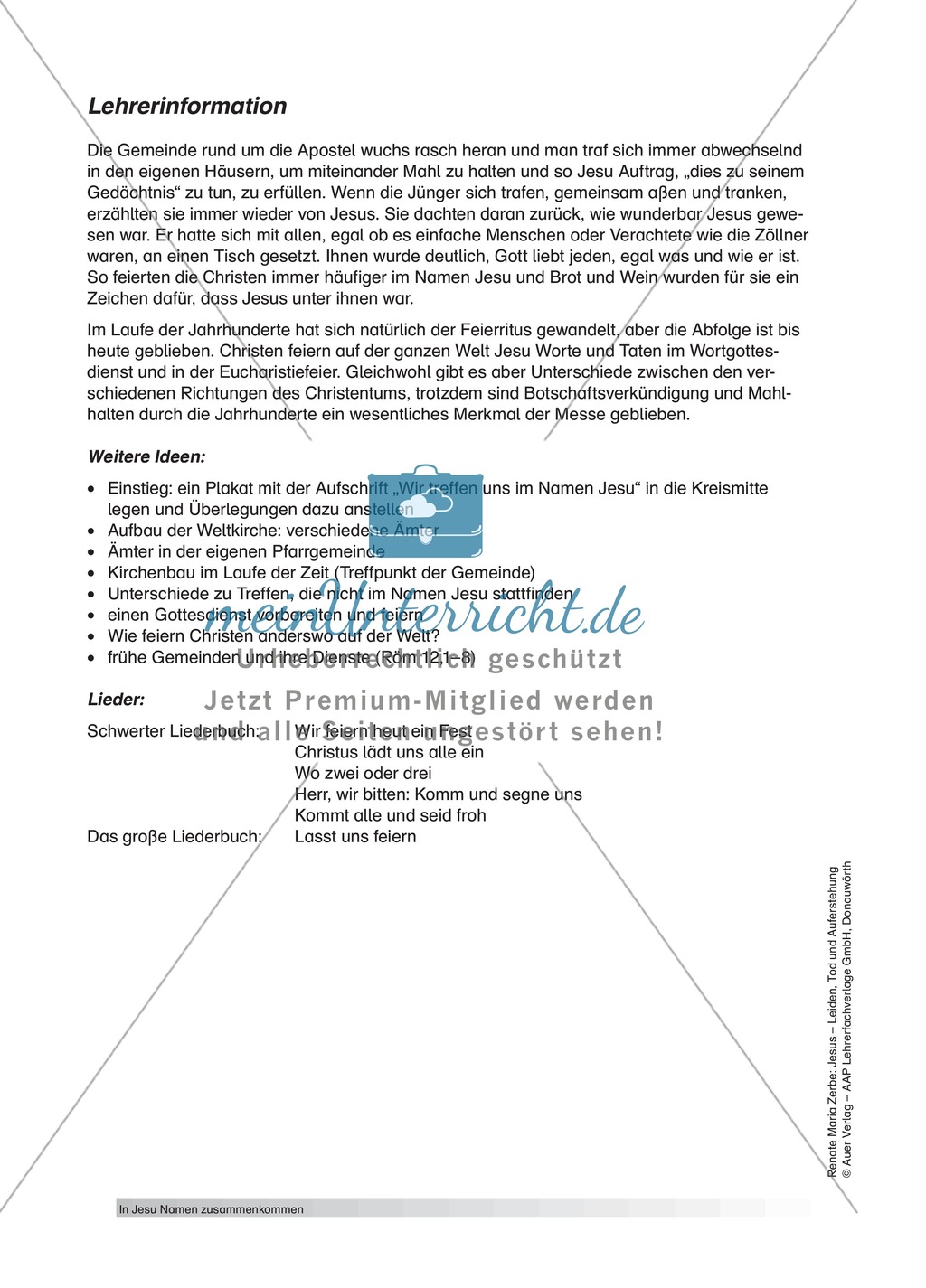 In Jesus´ Namen zusammenkommen mit Lehrerinformationen Preview 2