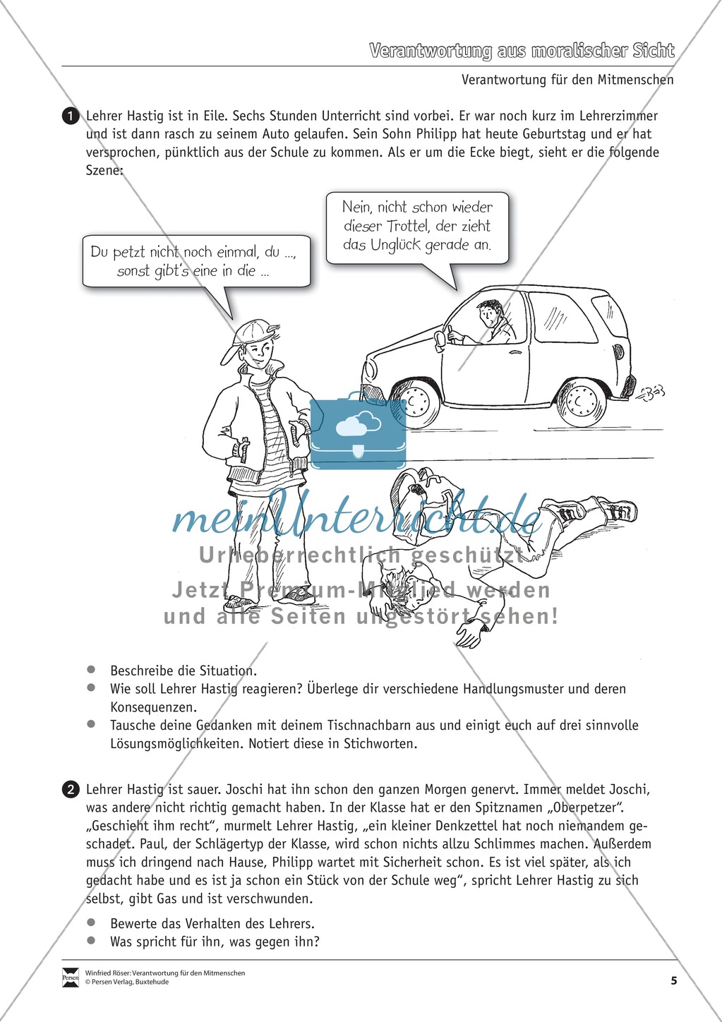Verantwortung für Mitmenschen: rechtliche und moralische Verantwortung - Arbeitsblätter Preview 3