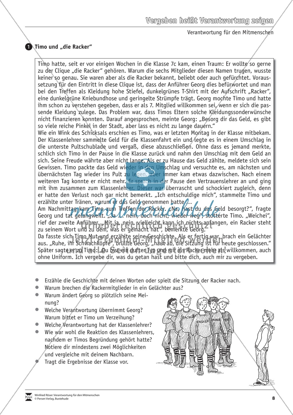 Verantwortung für Mitmenschen: Fehler in der Verantwortung verzeihen - Arbeitsblätter Preview 1