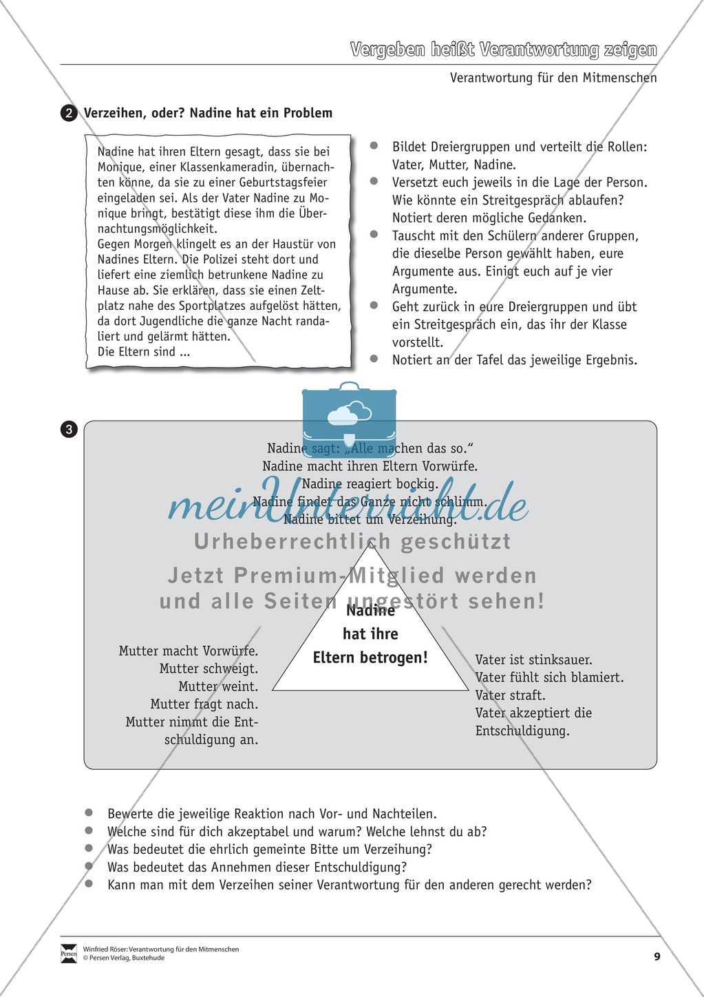 Verantwortung für Mitmenschen: Fehler in der Verantwortung verzeihen - Arbeitsblätter Preview 2