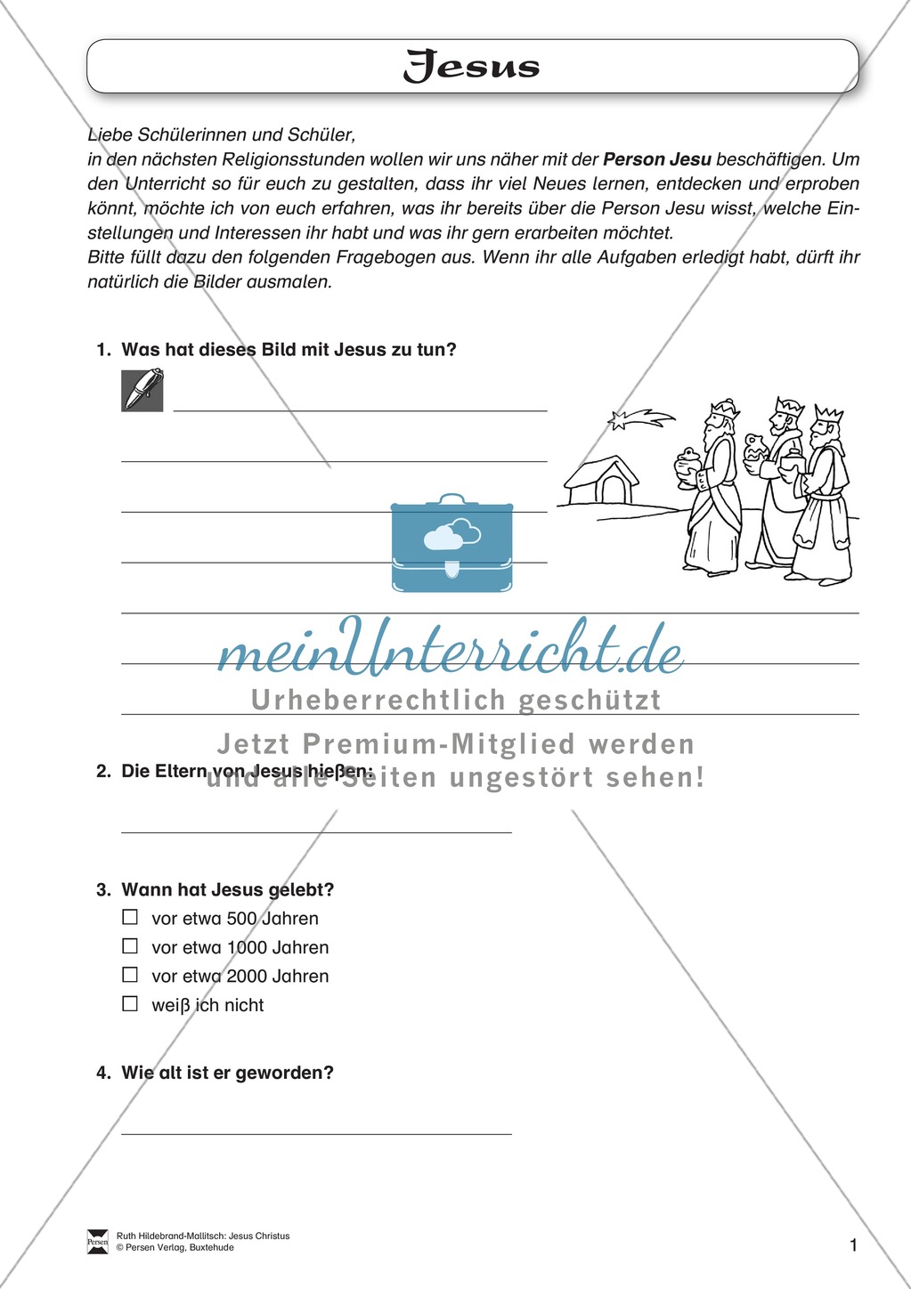 Wissenstest zum Thema Leben und Wirken von Jesus Preview 1