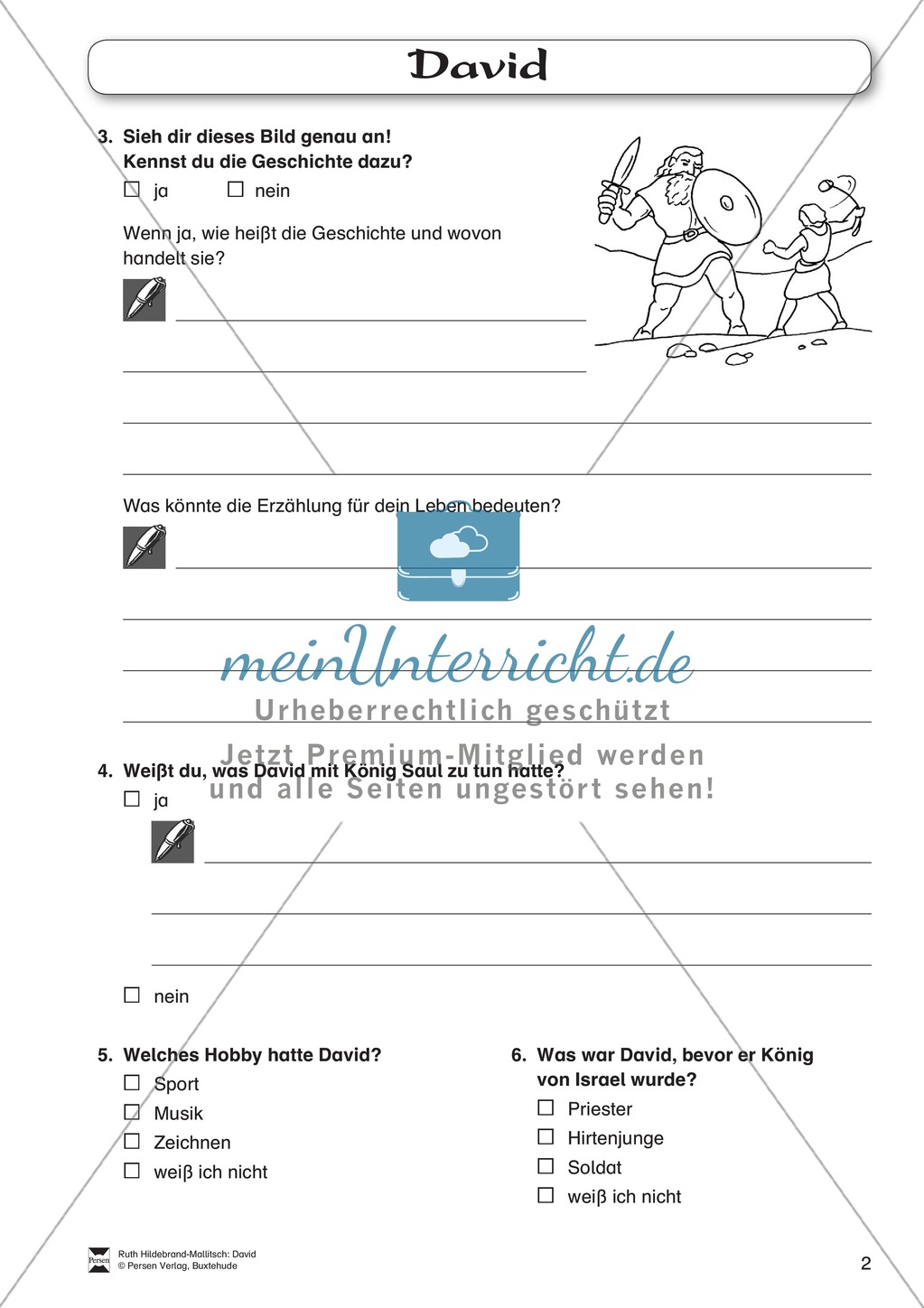 David: Fragebogen zum Wissensstand der Schüler Preview 2
