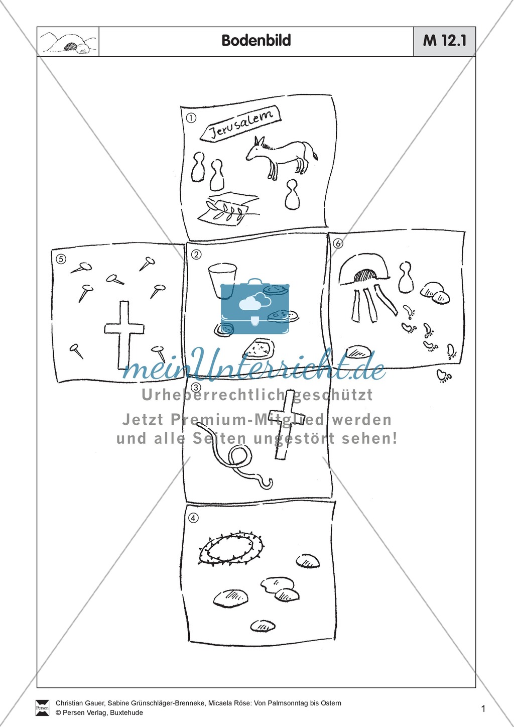 Material für die Passions- und Ostergeschichte - Bodenbilder, Erzählungen, Lieder Preview 1