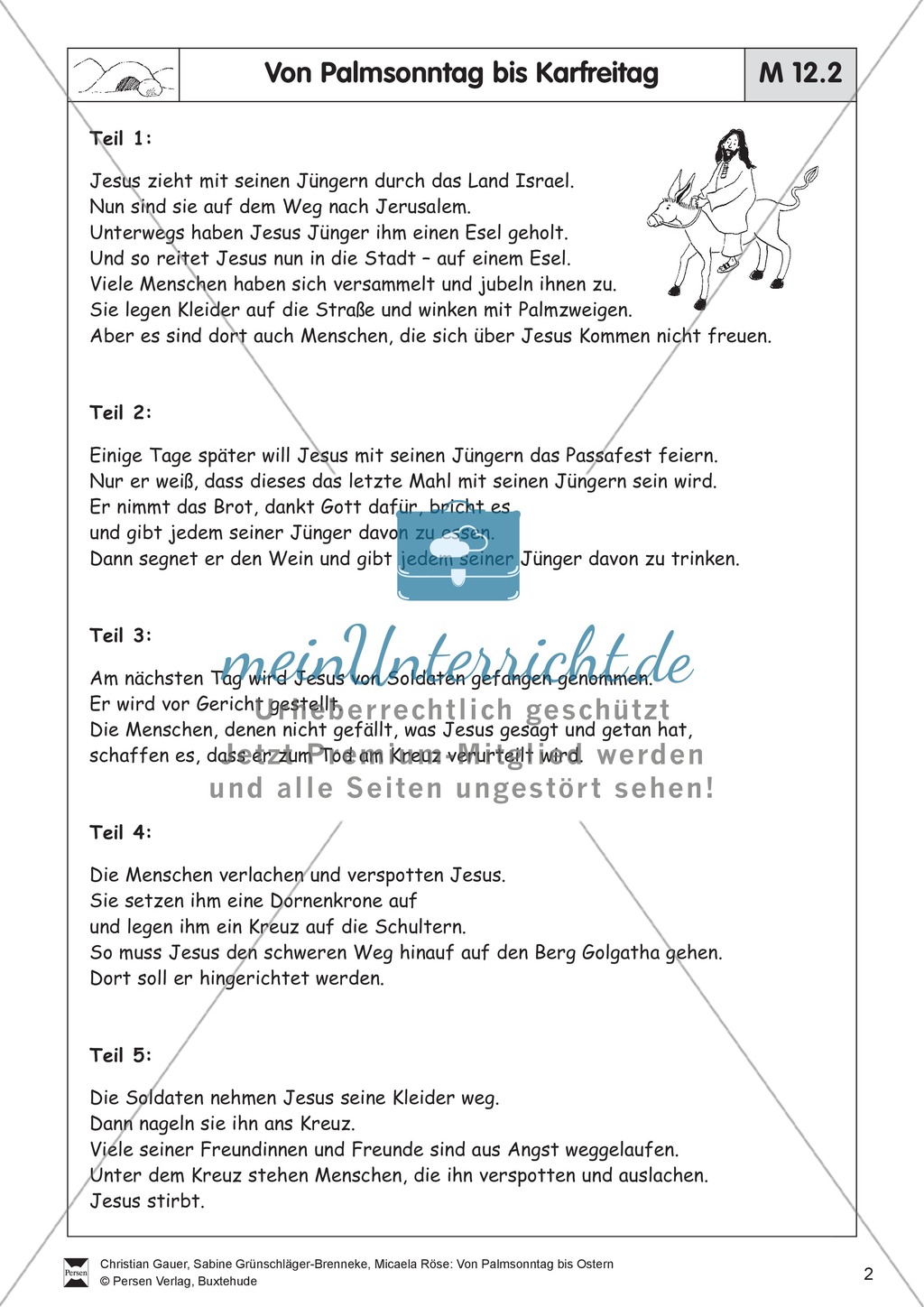 Material für die Passions- und Ostergeschichte - Bodenbilder, Erzählungen, Lieder Preview 2