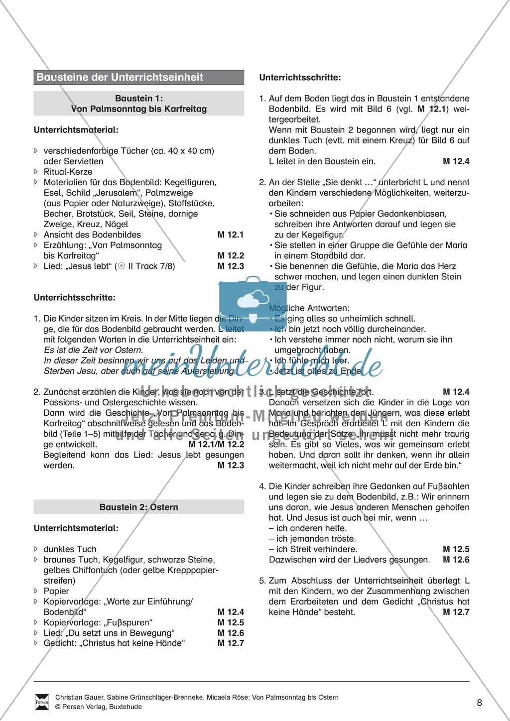 Material für die Passions- und Ostergeschichte - Bodenbilder, Erzählungen, Lieder Preview 8