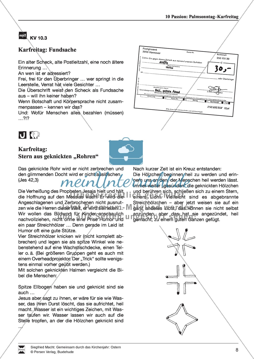 Passion - Palmentanz, Kanon, wortspielerische Meditation, Meditationskarton Preview 2