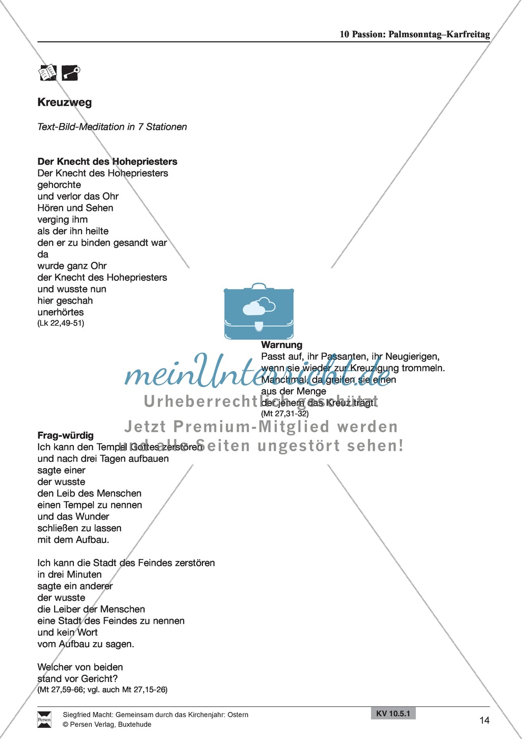 Passion - Palmentanz, Kanon, wortspielerische Meditation, Meditationskarton Preview 8