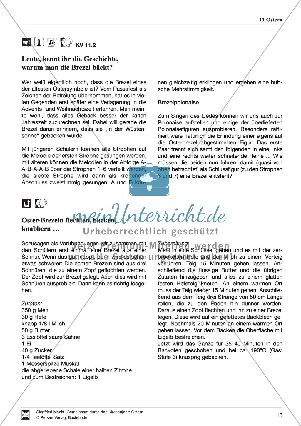 Ostern - Rezept für Brezeln und Hefezopf, Lieder, Oster-Fangen, Basteln, Denksportaufgabe Preview 2