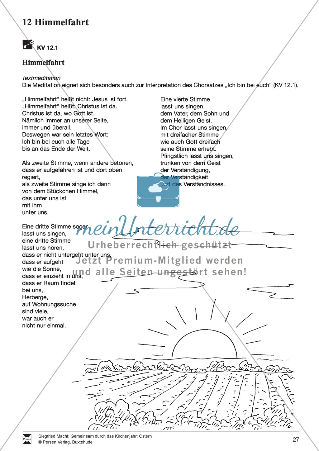 Himmelfahrt - Textmeditation, Lieder, Löwenzahnpredigt Preview 1