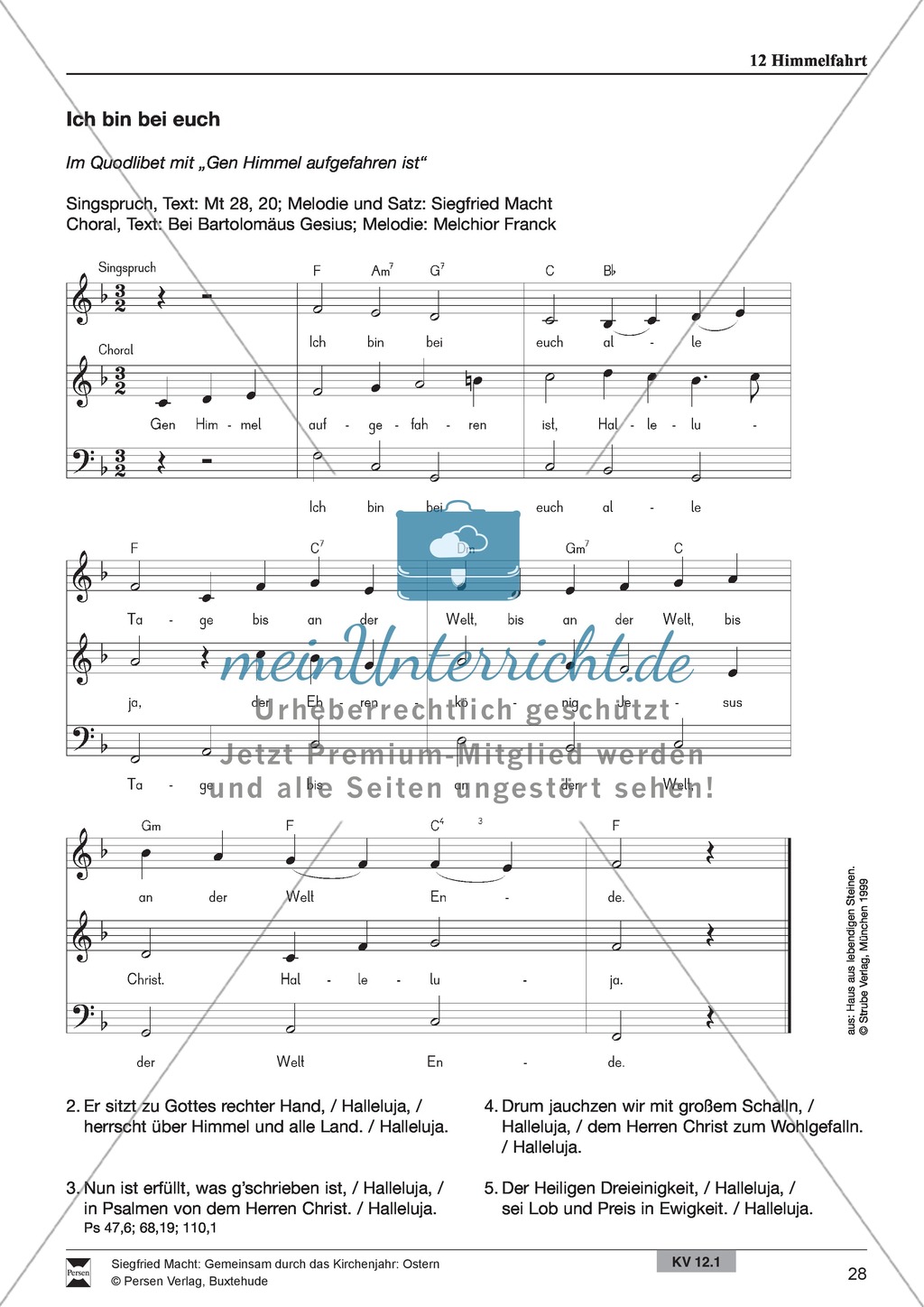 Himmelfahrt - Textmeditation, Lieder, Löwenzahnpredigt Preview 2
