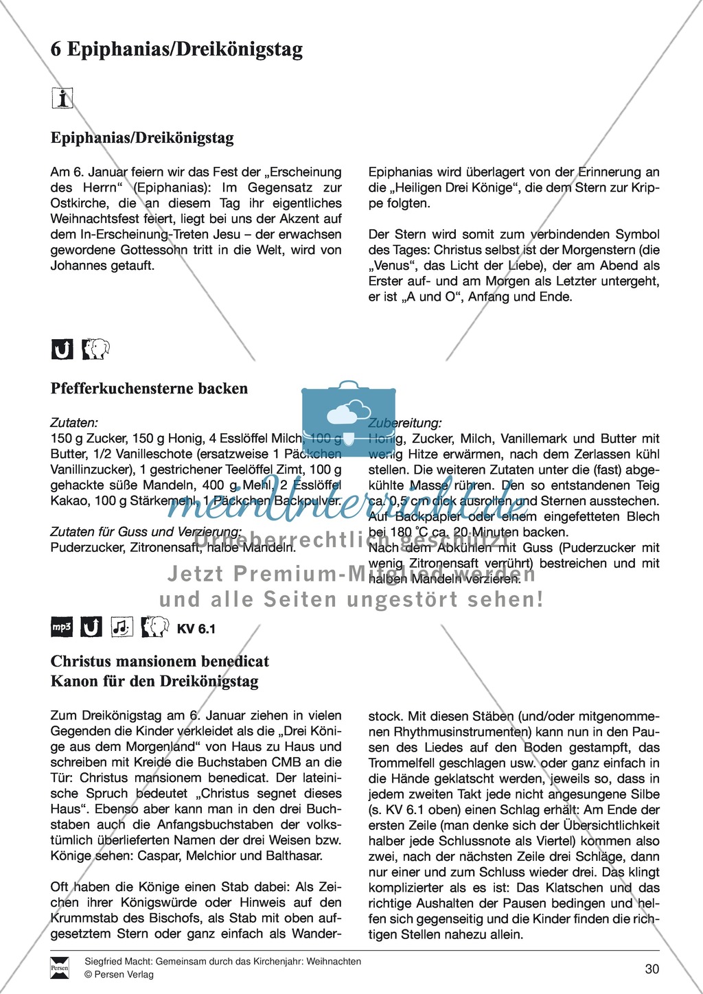 Epiphanias / Dreikönigstag: Backen, Lieder, Geschichte, Laterne Preview 1