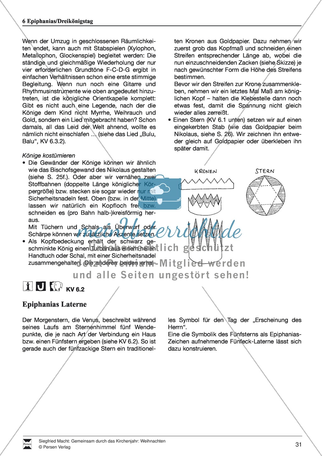 Epiphanias / Dreikönigstag: Backen, Lieder, Geschichte, Laterne Preview 2