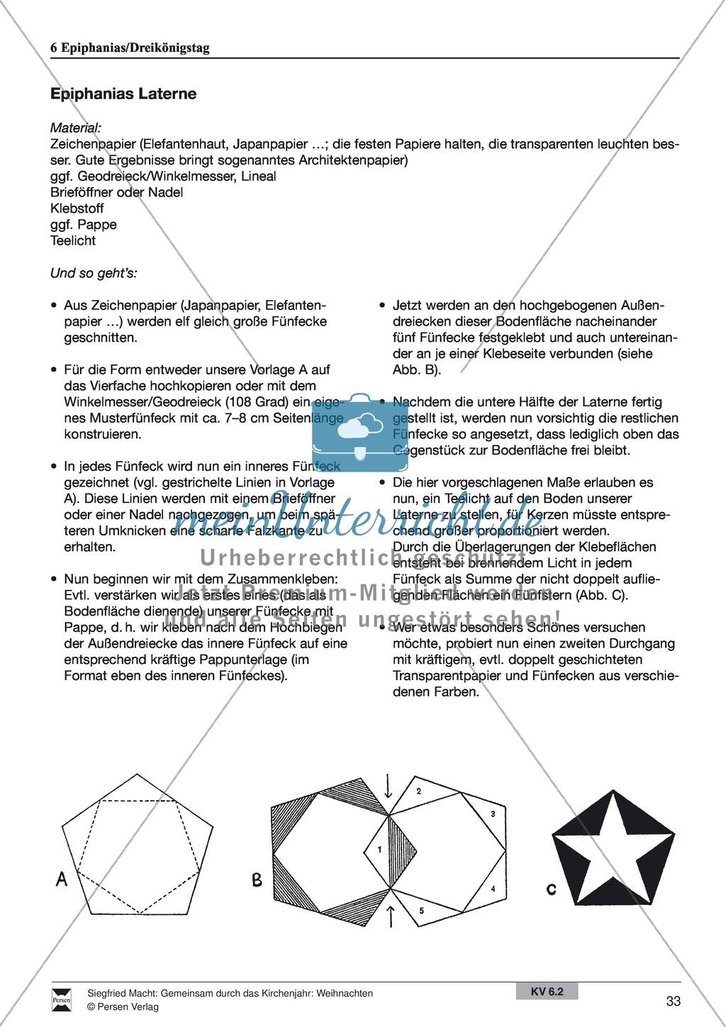 Epiphanias / Dreikönigstag: Backen, Lieder, Geschichte, Laterne Preview 4