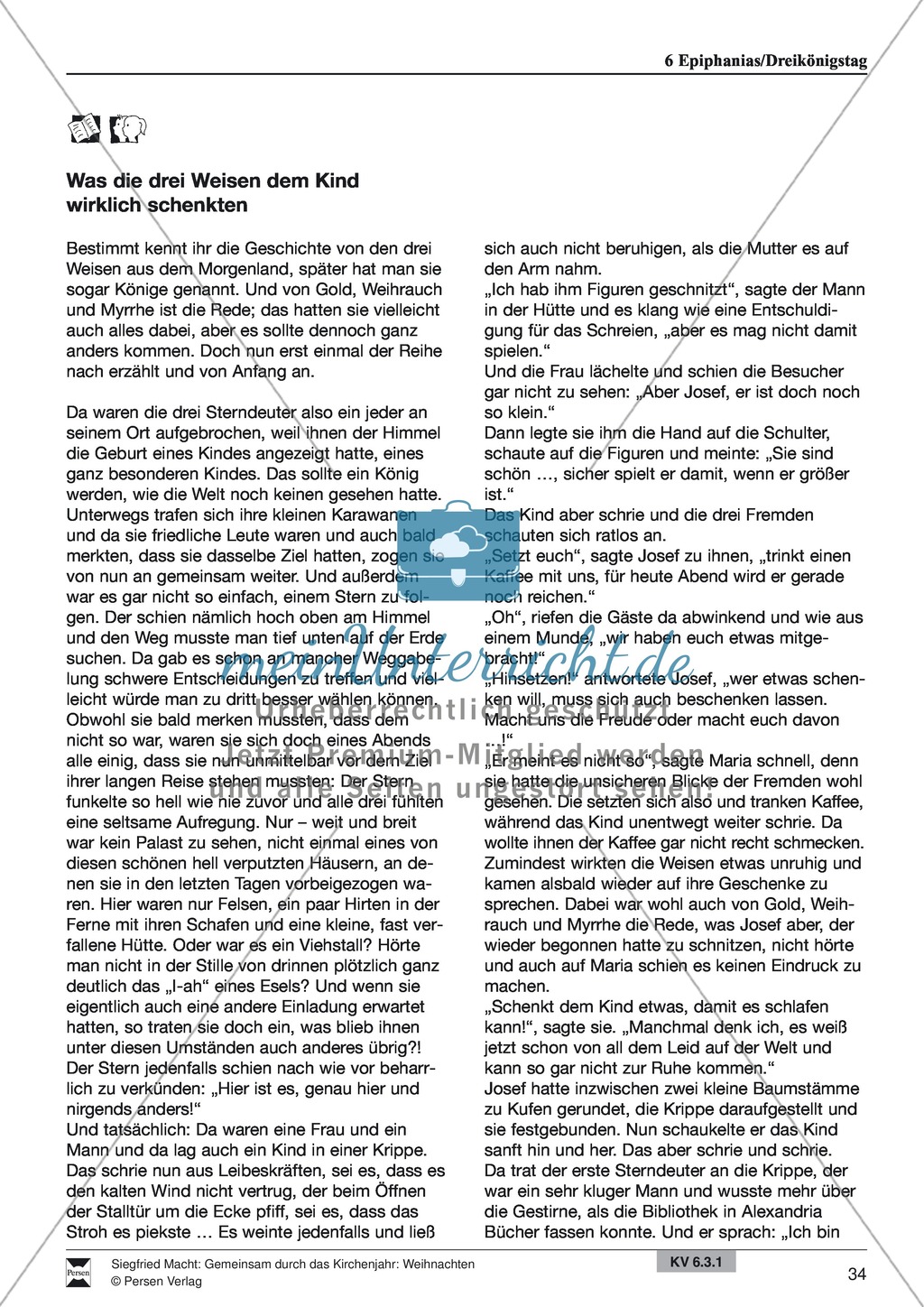 Epiphanias / Dreikönigstag: Backen, Lieder, Geschichte, Laterne Preview 5