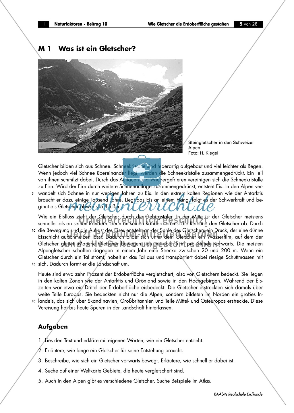 Entstehung + Aufbau eines Gletschers kennen lernen: Arbeitsblätter und Aufträge Preview 1