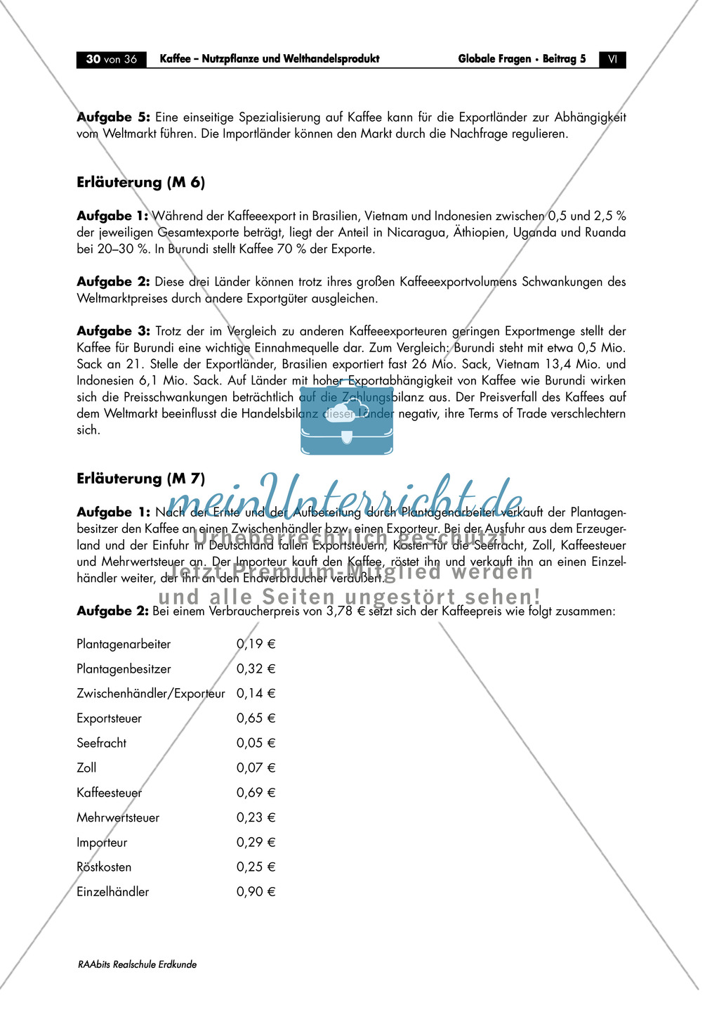 Kaffee und Wirtschaft - Kaffepreise, Exportabhängigkeit Preview 6