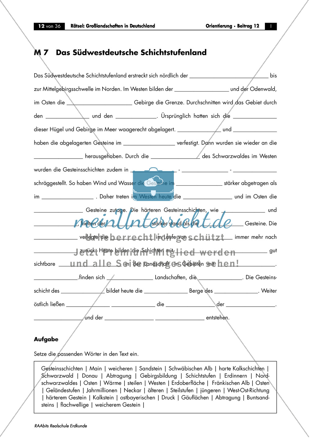 Großlandschaften in Deutschland - ein Rätsel: Das Südwestdeutsche Schichtstufenland Preview 1