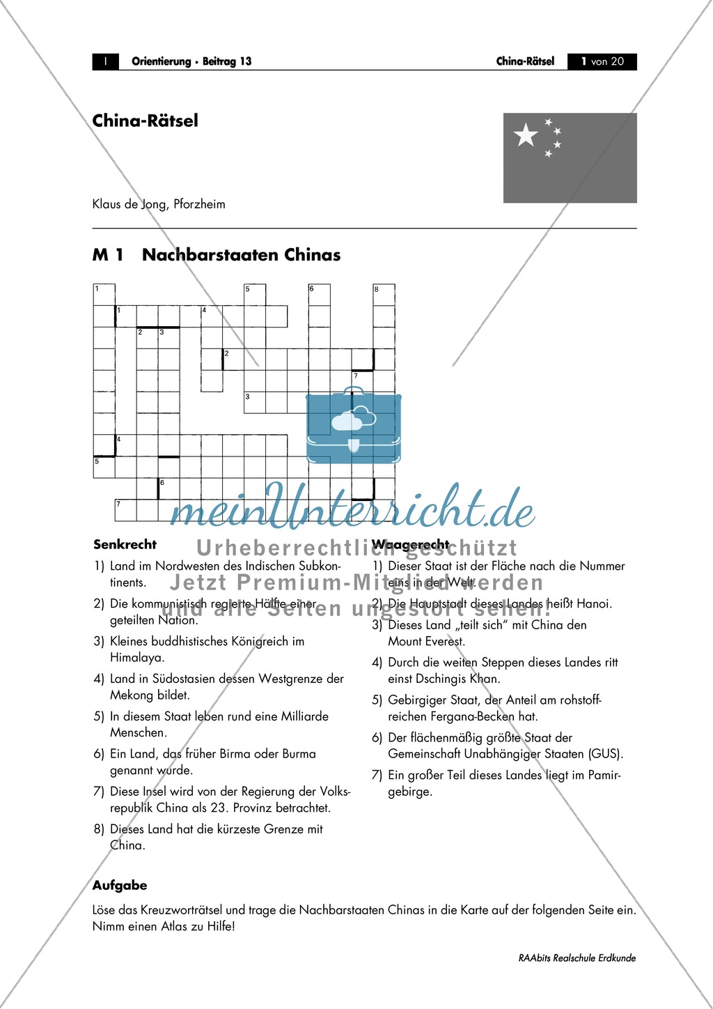 China - Länderkunde: Topografie + Klimazonen + Landwirtschaft Preview 1