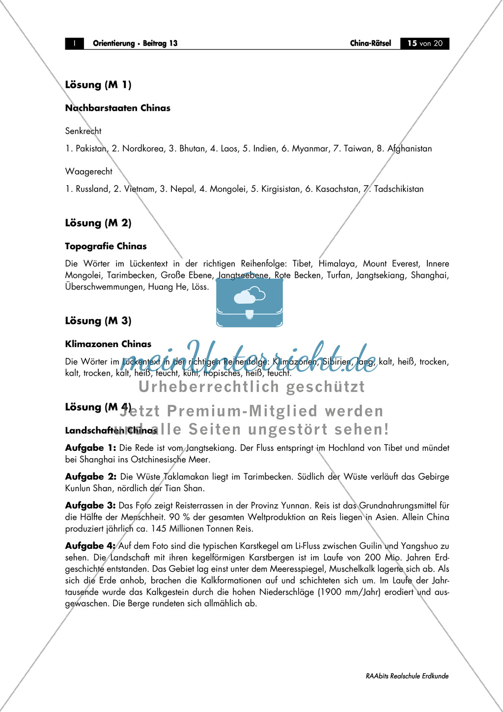 China - Länderkunde: Topografie + Klimazonen + Landwirtschaft Preview 8