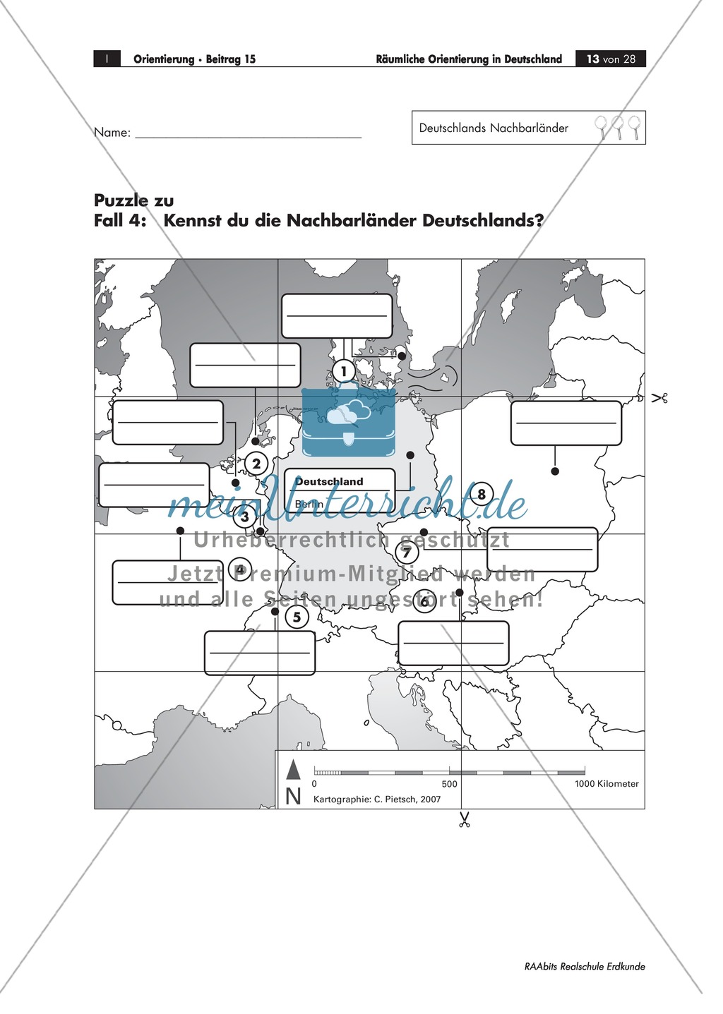 Lernzirkel zur räumlichen Orientierung in Deutschland: Bundesländer + Nachbarländer + Flüsse + Gebirge und Landschaften + Hauptstädte + Autokennzeichen + Wappen Preview 10