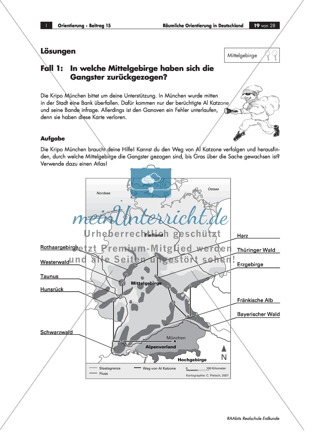 Lernzirkel zur räumlichen Orientierung in Deutschland: Bundesländer + Nachbarländer + Flüsse + Gebirge und Landschaften + Hauptstädte + Autokennzeichen + Wappen Preview 16
