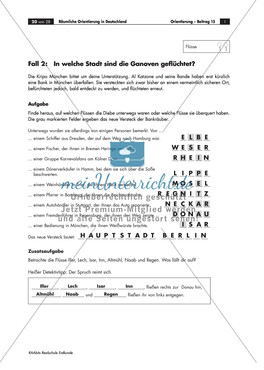 Lernzirkel zur räumlichen Orientierung in Deutschland: Bundesländer + Nachbarländer + Flüsse + Gebirge und Landschaften + Hauptstädte + Autokennzeichen + Wappen Preview 17