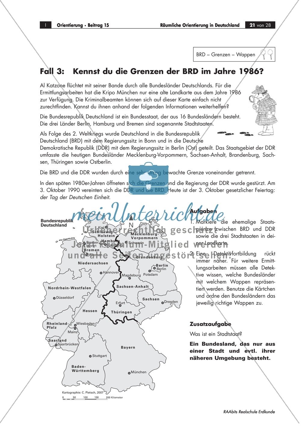 Lernzirkel zur räumlichen Orientierung in Deutschland: Bundesländer + Nachbarländer + Flüsse + Gebirge und Landschaften + Hauptstädte + Autokennzeichen + Wappen Preview 18
