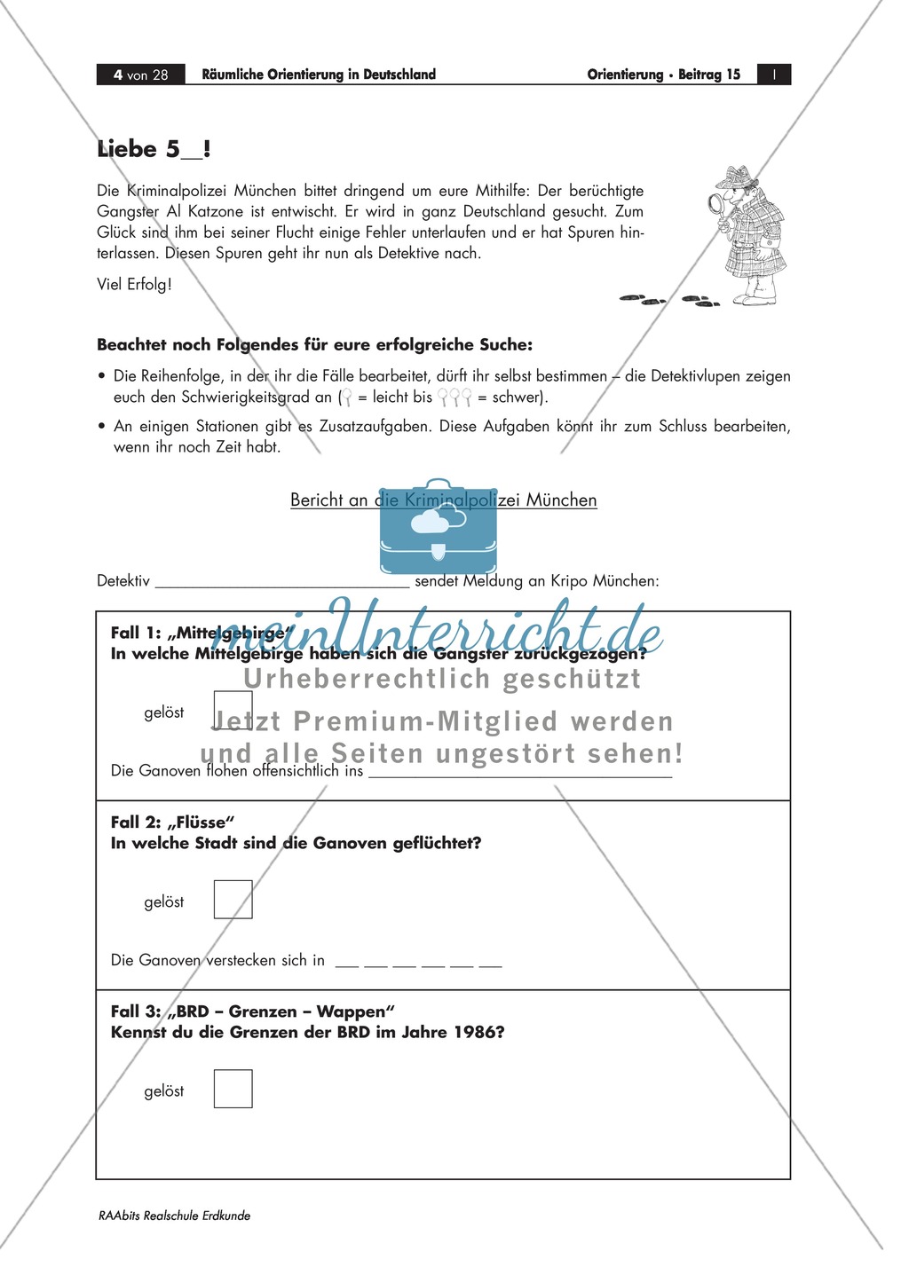 Lernzirkel zur räumlichen Orientierung in Deutschland: Bundesländer + Nachbarländer + Flüsse + Gebirge und Landschaften + Hauptstädte + Autokennzeichen + Wappen Preview 1