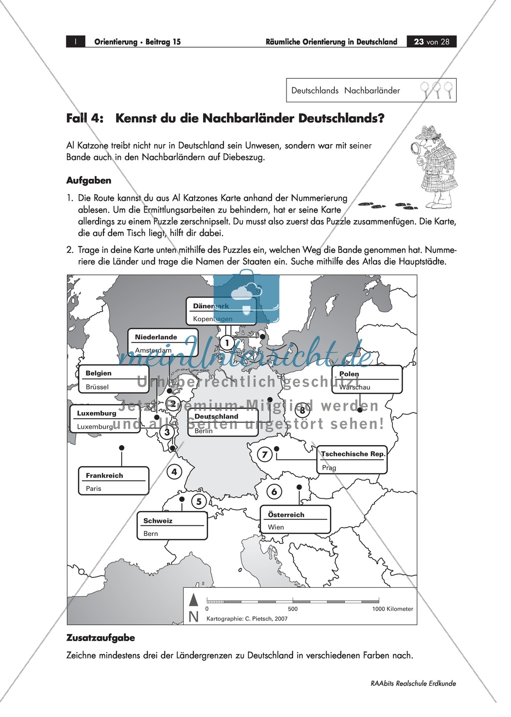 Lernzirkel zur räumlichen Orientierung in Deutschland: Bundesländer + Nachbarländer + Flüsse + Gebirge und Landschaften + Hauptstädte + Autokennzeichen + Wappen Preview 20