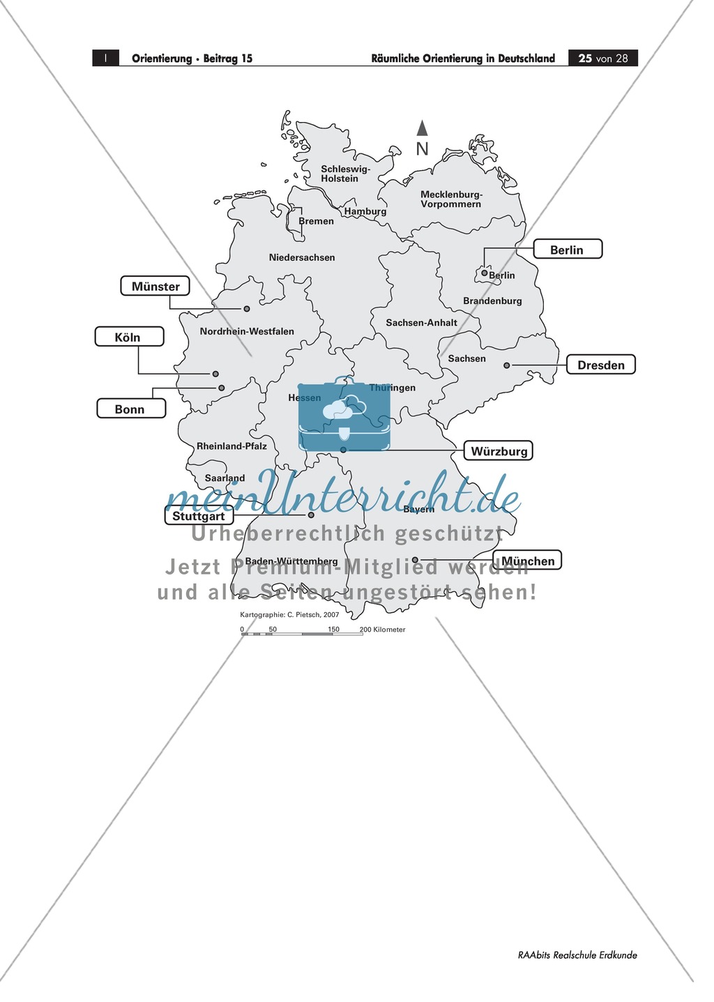 Lernzirkel zur räumlichen Orientierung in Deutschland: Bundesländer + Nachbarländer + Flüsse + Gebirge und Landschaften + Hauptstädte + Autokennzeichen + Wappen Preview 22