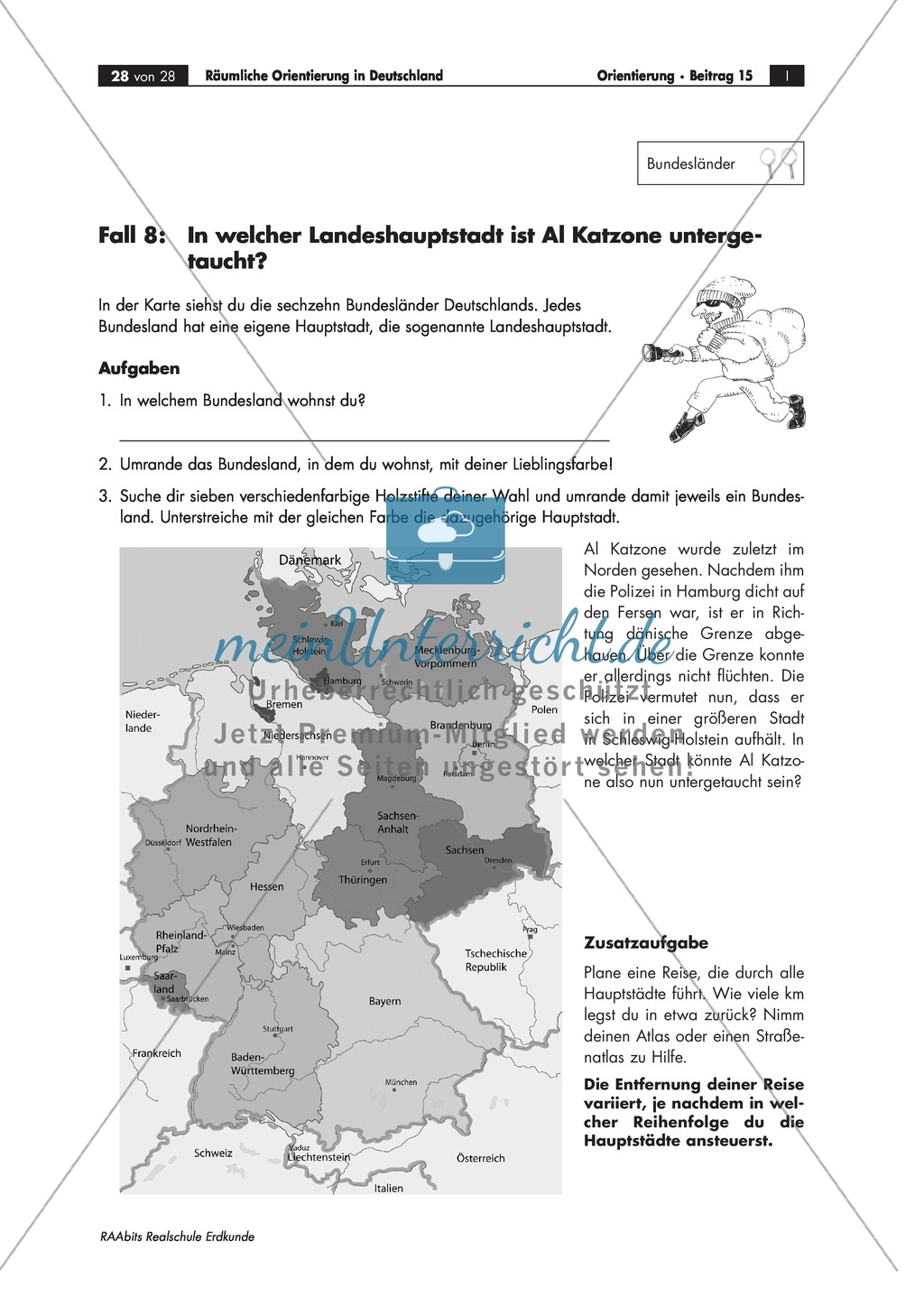 Lernzirkel zur räumlichen Orientierung in Deutschland: Bundesländer + Nachbarländer + Flüsse + Gebirge und Landschaften + Hauptstädte + Autokennzeichen + Wappen Preview 25