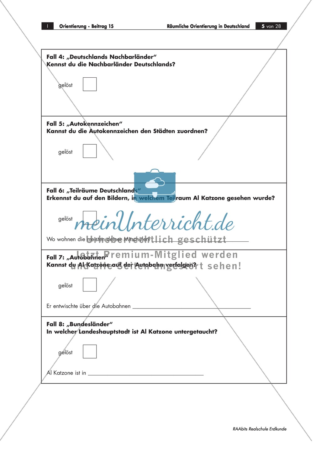 Lernzirkel zur räumlichen Orientierung in Deutschland: Bundesländer + Nachbarländer + Flüsse + Gebirge und Landschaften + Hauptstädte + Autokennzeichen + Wappen Preview 2