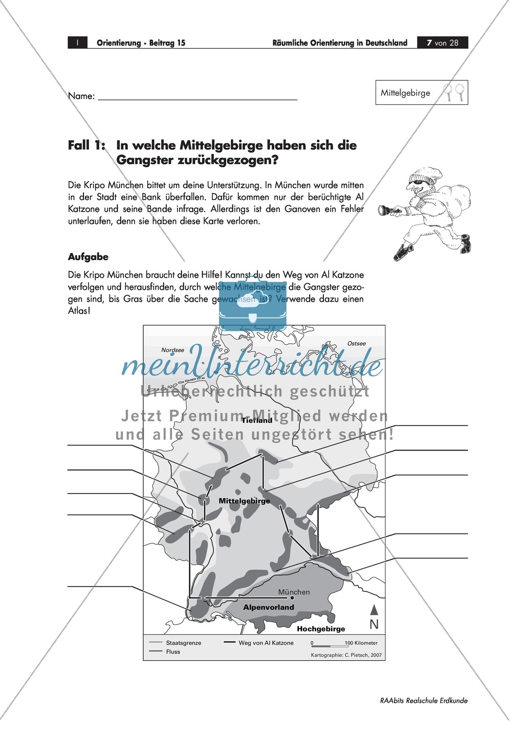 Lernzirkel zur räumlichen Orientierung in Deutschland: Bundesländer + Nachbarländer + Flüsse + Gebirge und Landschaften + Hauptstädte + Autokennzeichen + Wappen Preview 4