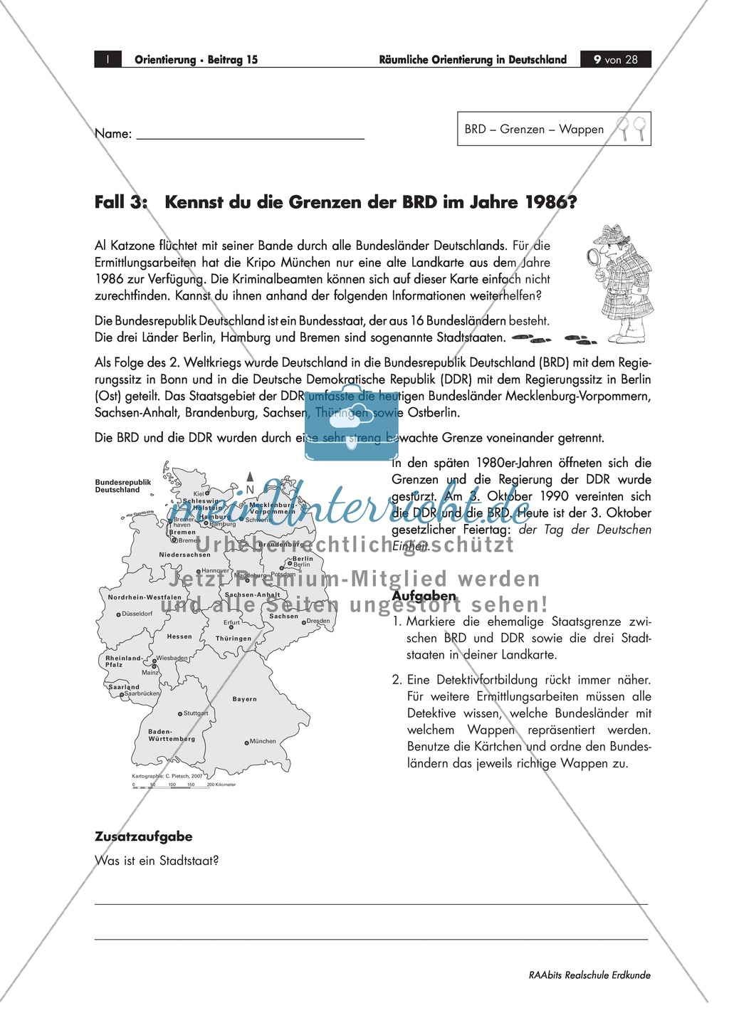 Lernzirkel zur räumlichen Orientierung in Deutschland: Bundesländer + Nachbarländer + Flüsse + Gebirge und Landschaften + Hauptstädte + Autokennzeichen + Wappen Preview 6