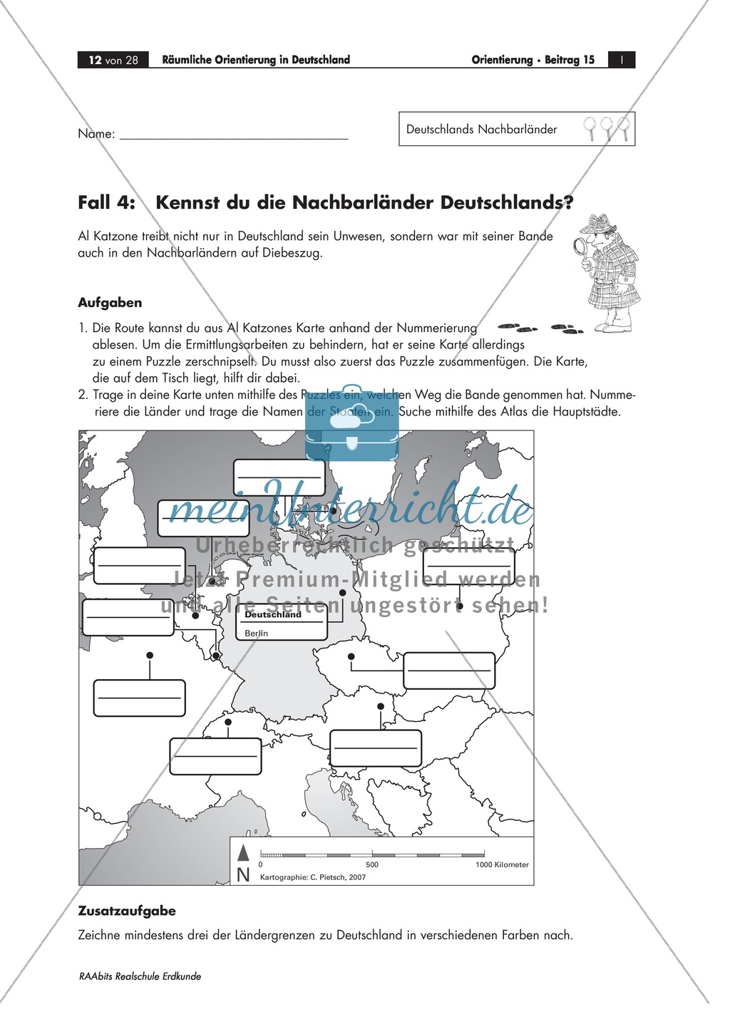 Lernzirkel zur räumlichen Orientierung in Deutschland: Bundesländer + Nachbarländer + Flüsse + Gebirge und Landschaften + Hauptstädte + Autokennzeichen + Wappen Preview 9