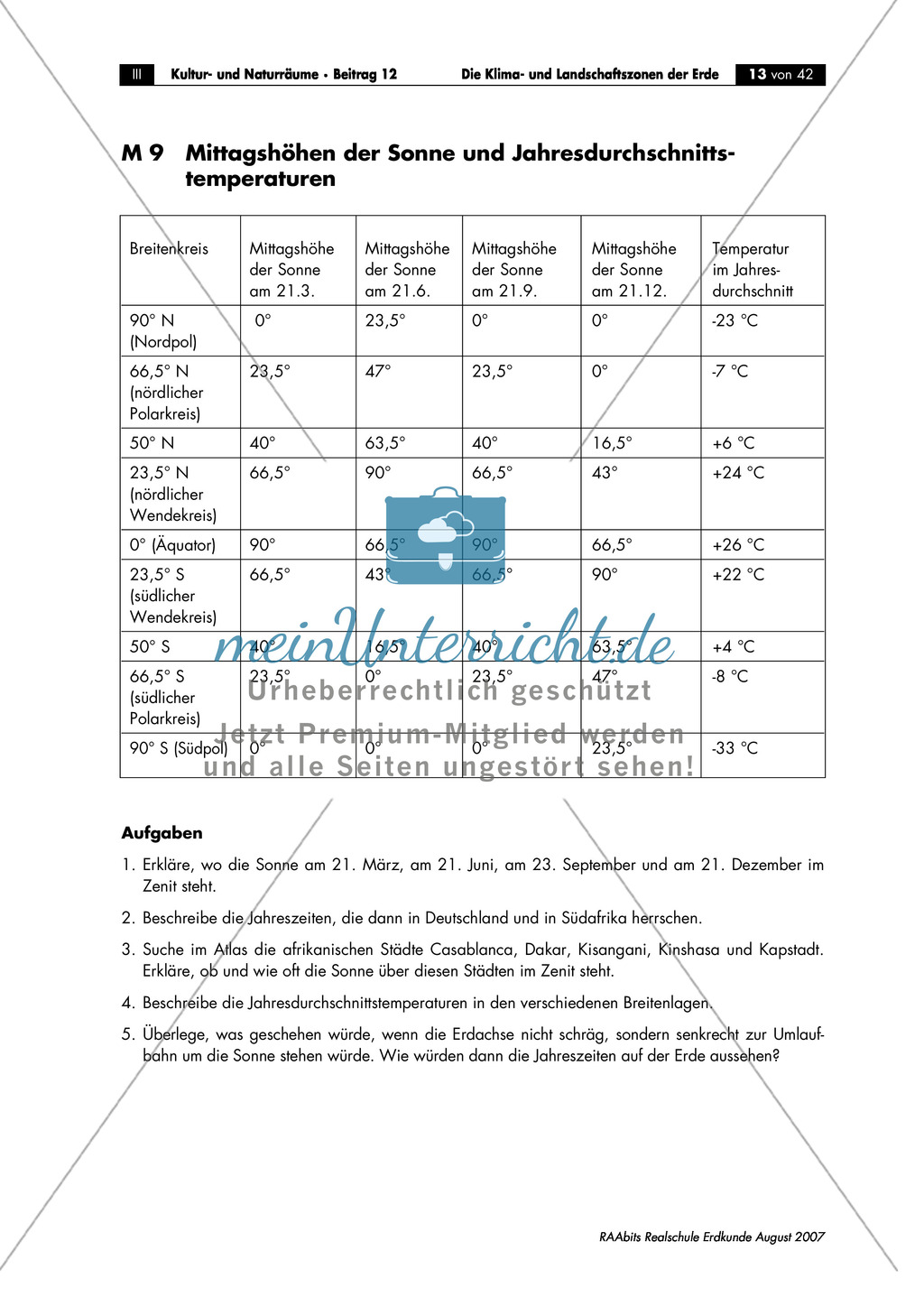 Klima- und Landschaftszonen der Erde: Sonneneinstrahlung + Klimazonen Preview 2