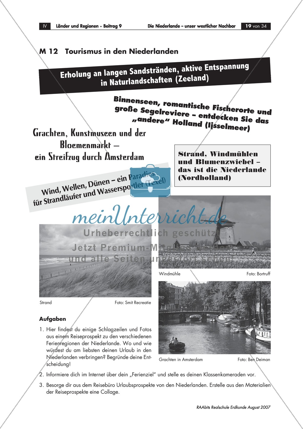 Die Niederlande: Wirtschaft - Landwirtschaft + Energie + Tourismus Preview 3