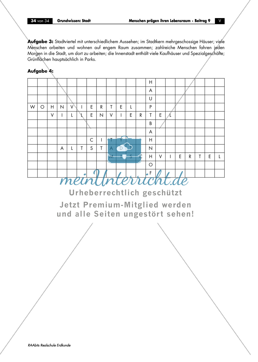 Grundwissen Stadt: Merkmale + Funktionen + Stadtviertel - Lernkontrolle Preview 4