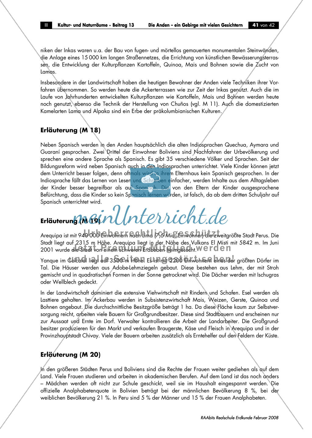 Die Anden kennen lernen - Aspekte aus Sozial- und Kulturgeographie: Inkas + Sprachen + Lebensbedingungen + Sozialstrukturen Preview 6