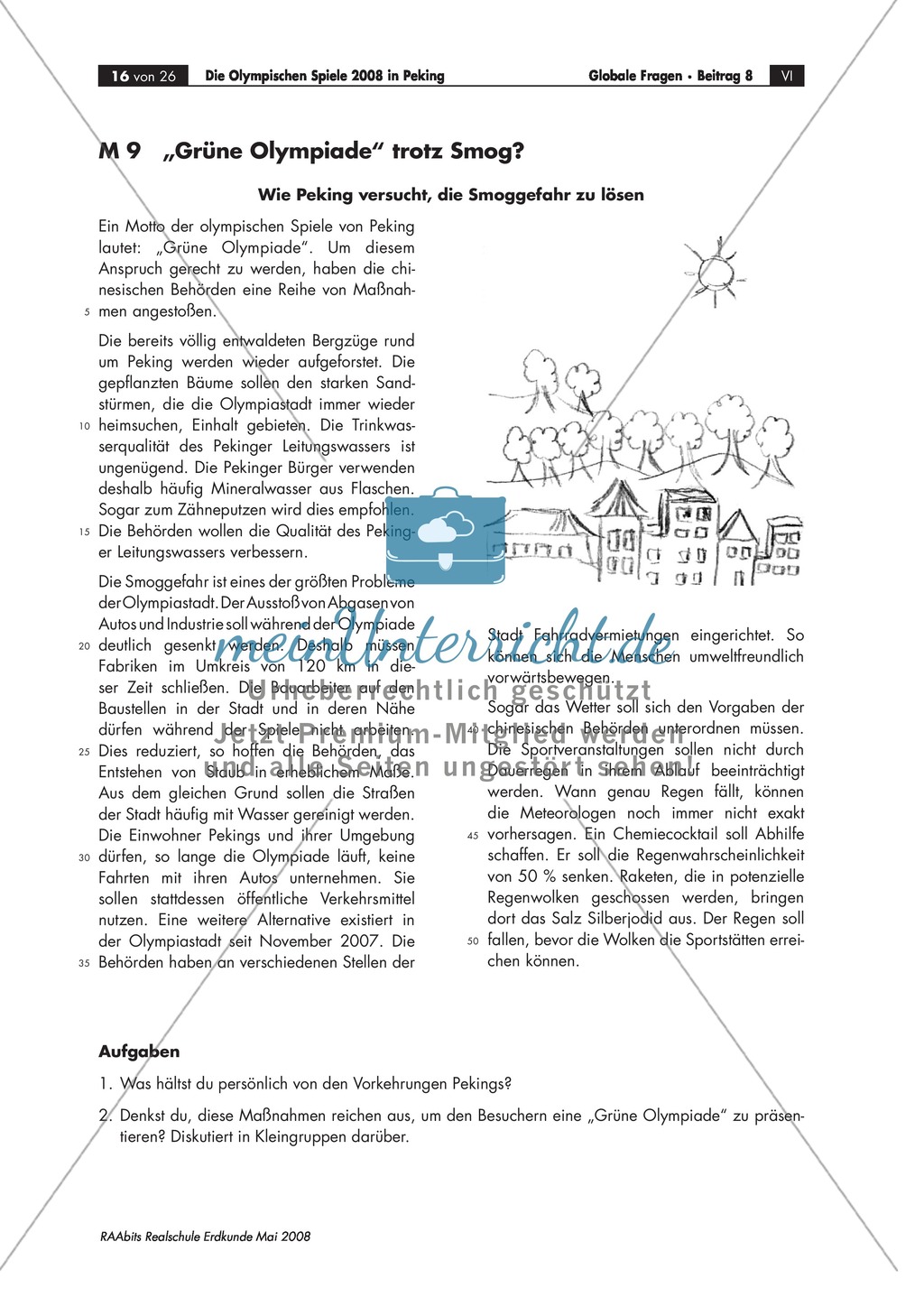 Ein geographischer Blick auf die Olympischen Spiele 2008 in Peking - Informationen + Aufgaben Preview 13