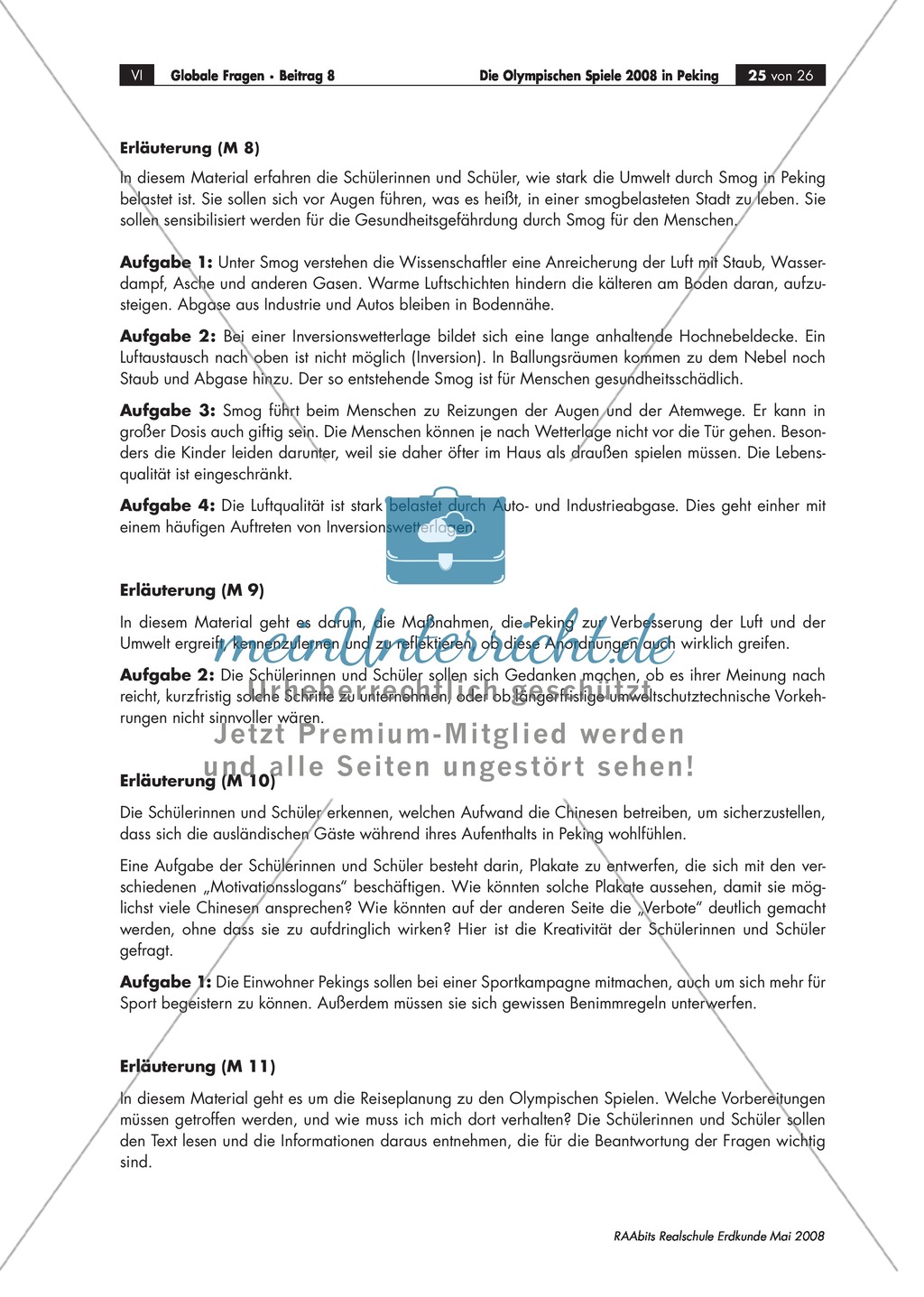 Ein geographischer Blick auf die Olympischen Spiele 2008 in Peking - Informationen + Aufgaben Preview 22